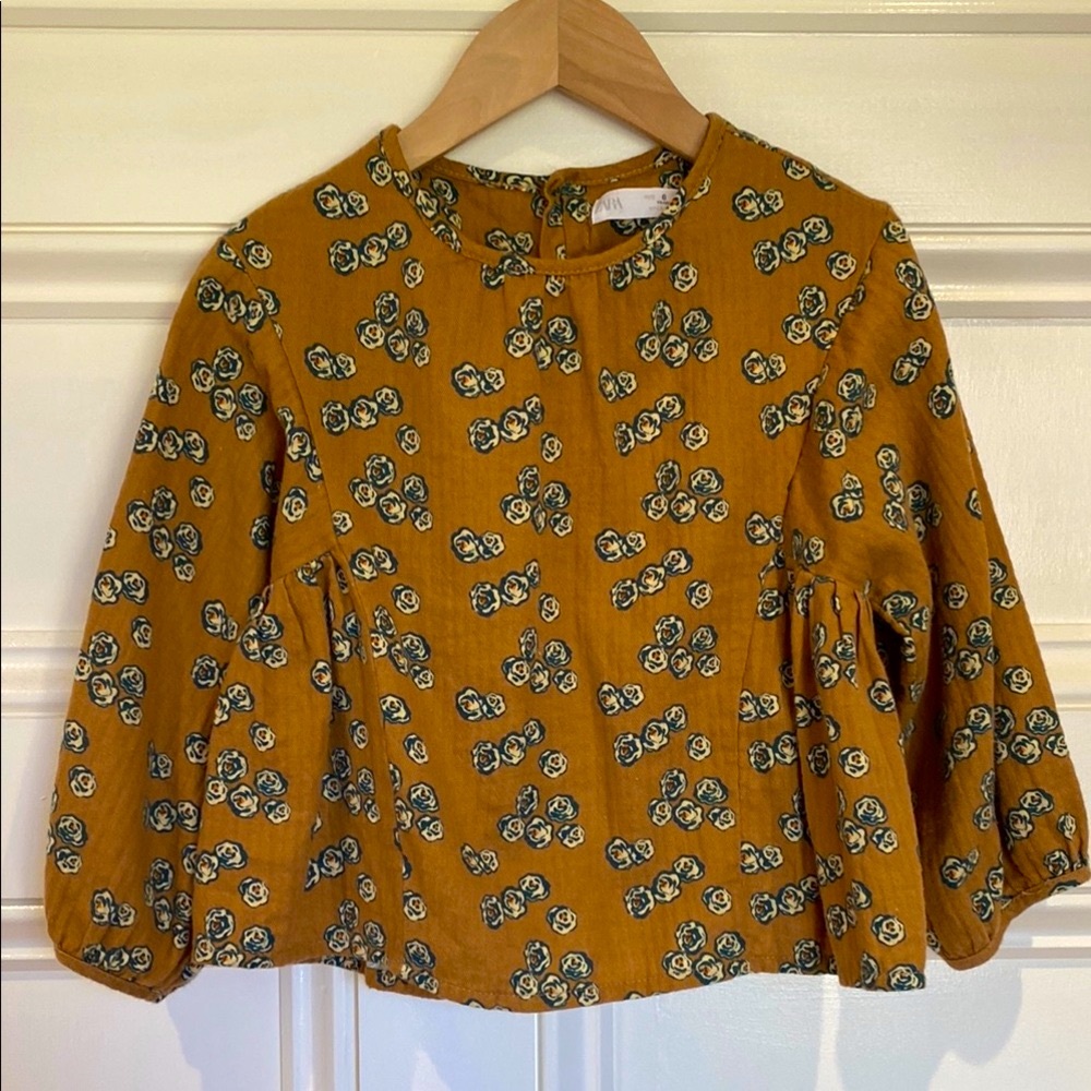 Zara Girls Floral Top - Brown